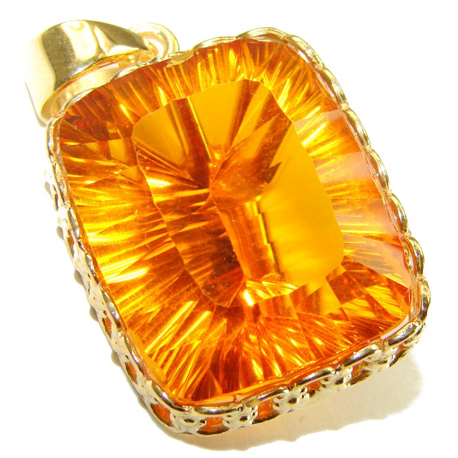 Golden Rays authentic Golden Topaz 14K Gold over .925 Sterling Silver handcrafted pendant