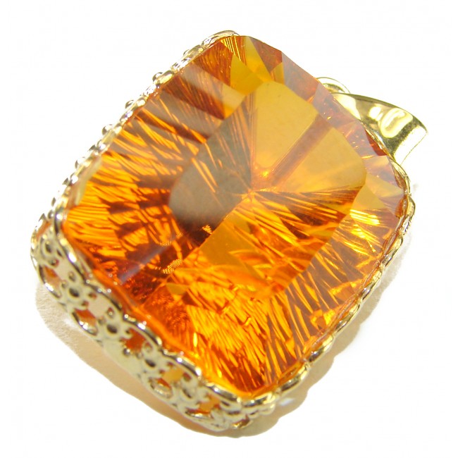 Golden Rays authentic Golden Topaz 14K Gold over .925 Sterling Silver handcrafted pendant