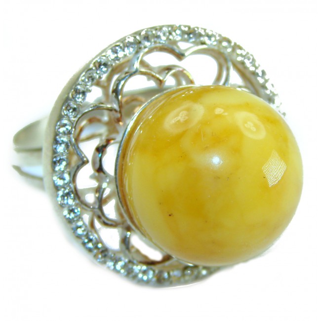 Modern Concept Natural Butterscotch Baltic Amber .925 Sterling Silver ring s. 9 1/4