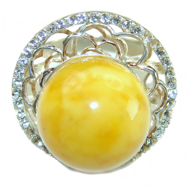 Modern Concept Natural Butterscotch Baltic Amber .925 Sterling Silver ring s. 9 1/4