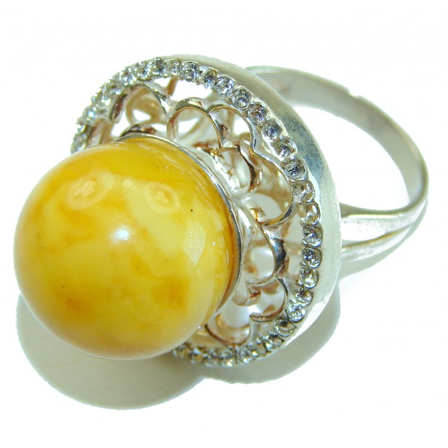 Modern Concept Natural Butterscotch Baltic Amber .925 Sterling Silver ring s. 9 1/4