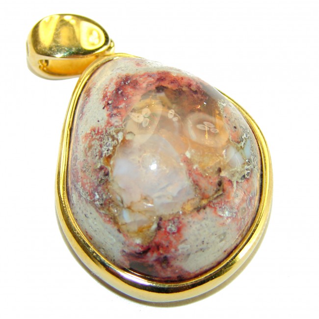 Bonfire Night Natural Mexican Fire Opal 14K Gold over .925 Sterling Silver handmade Pendant