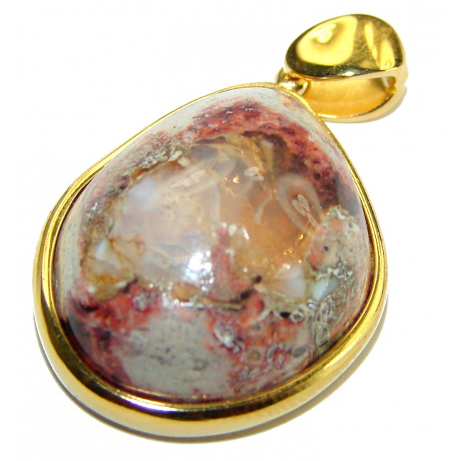 Bonfire Night Natural Mexican Fire Opal 14K Gold over .925 Sterling Silver handmade Pendant