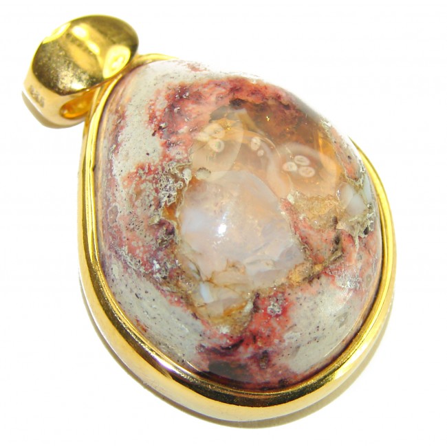 Bonfire Night Natural Mexican Fire Opal 14K Gold over .925 Sterling Silver handmade Pendant