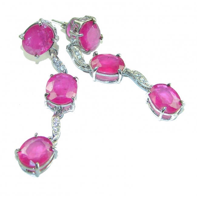 Great quality unique authentic Ruby .925 Sterling Silver handcrafted Statement earrings