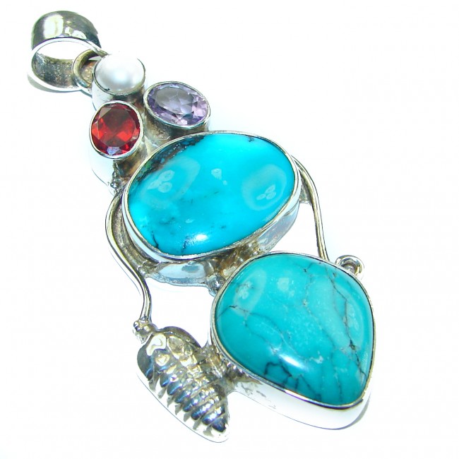 Arizona Beauty Natural Natural Turquoise .925 Sterling Silver handmade pendant