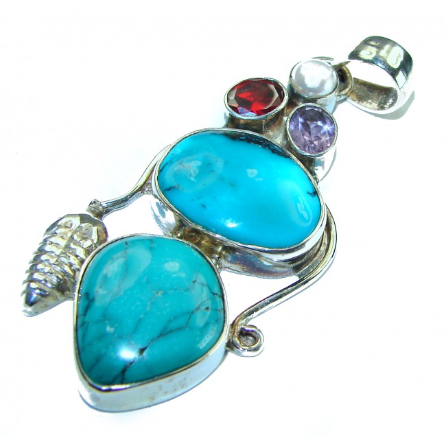 Arizona Beauty Natural Natural Turquoise .925 Sterling Silver handmade pendant