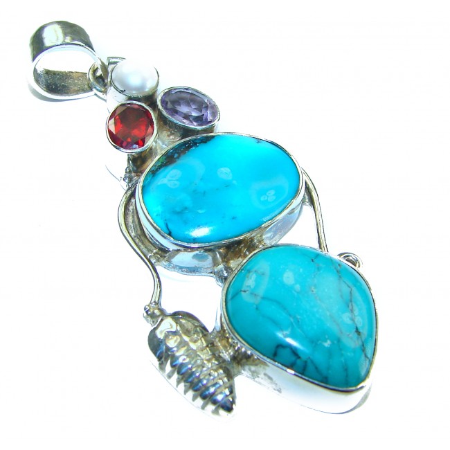 Arizona Beauty Natural Natural Turquoise .925 Sterling Silver handmade pendant