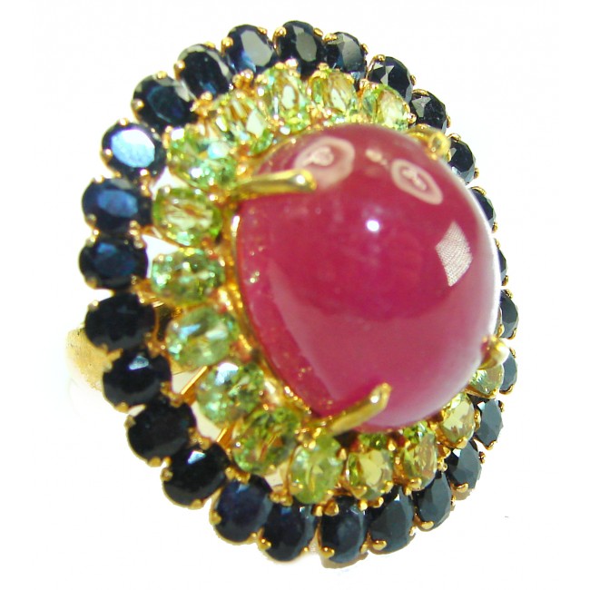 Mystery Red Ruby 14K Gold over .925 Sterling Silver handcrafted Ring size 6 1/2