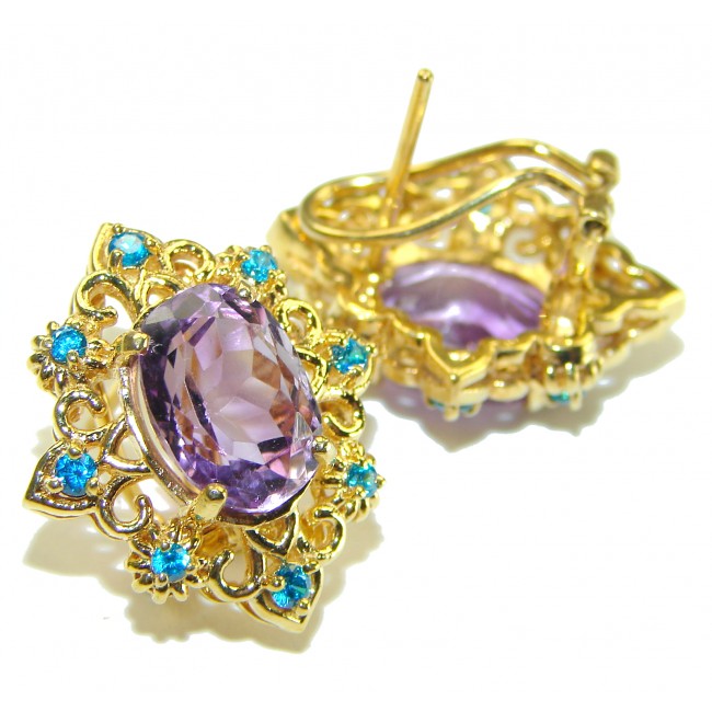 Amazing authentic Amethyst 14K Gold over .925 Sterling Silver earrings