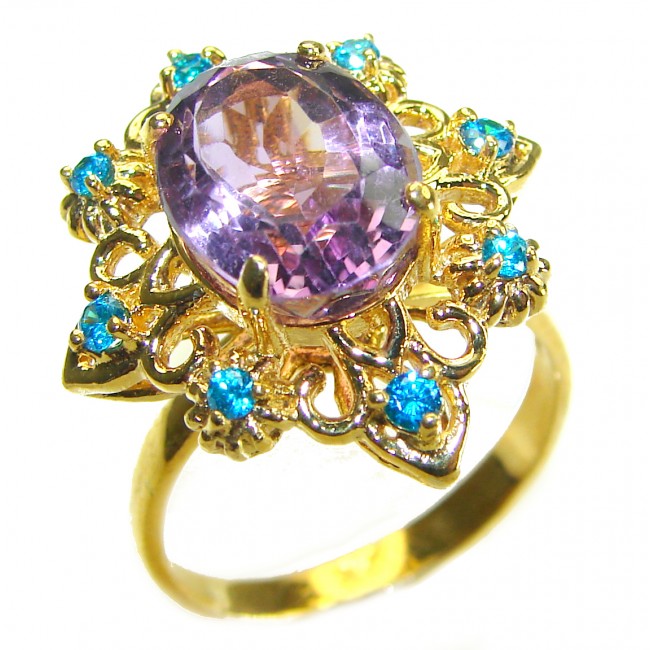 Purple Amethyst 14K Gold over .925 Sterling Silver Handcrafted Ring size 7