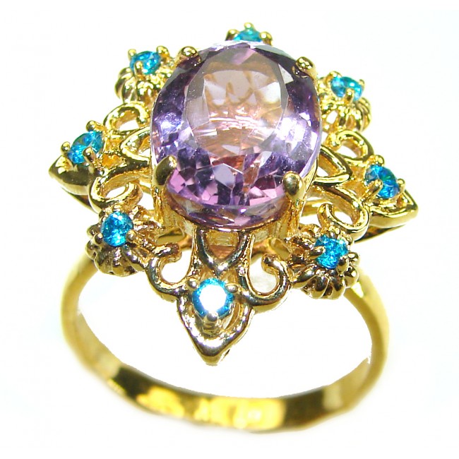 Purple Amethyst 14K Gold over .925 Sterling Silver Handcrafted Ring size 7