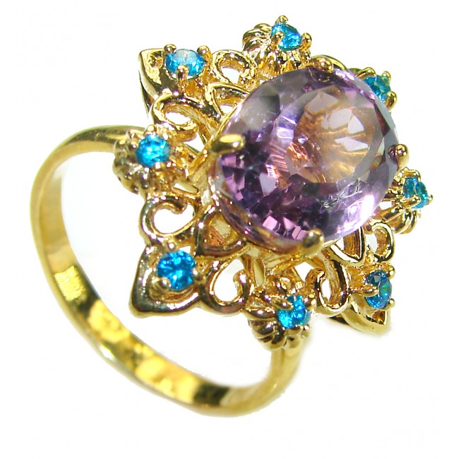 Purple Amethyst 14K Gold over .925 Sterling Silver Handcrafted Ring size 7