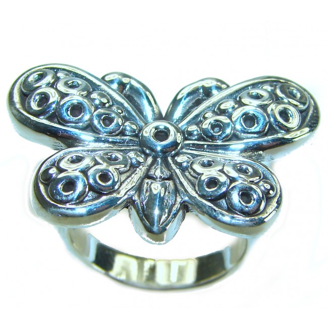 Large Butterfly Bali made .925 Sterling Silver handcrafted Ring s. 9