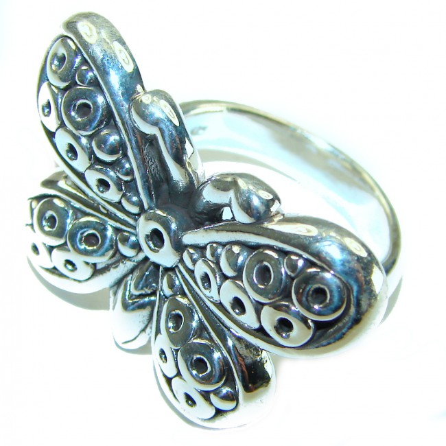 Large Butterfly Bali made .925 Sterling Silver handcrafted Ring s. 9