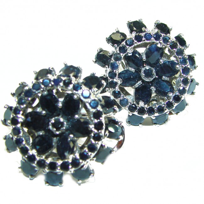 Magnificent Jewel Sapphire .925 Sterling Silver handcrafted incredible Statement earrings