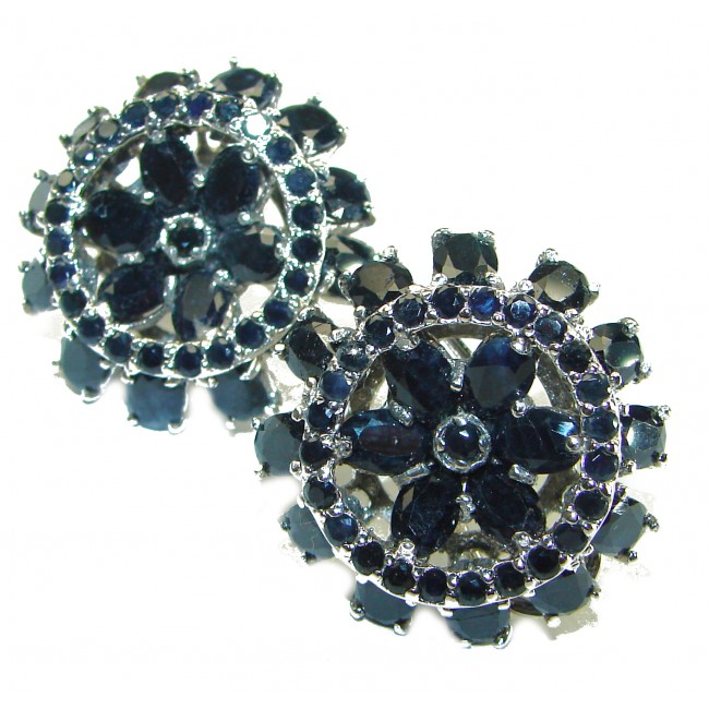 Magnificent Jewel Sapphire .925 Sterling Silver handcrafted incredible Statement earrings