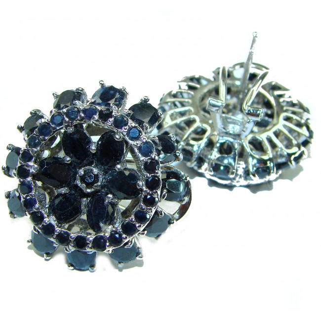 Magnificent Jewel Sapphire .925 Sterling Silver handcrafted incredible Statement earrings