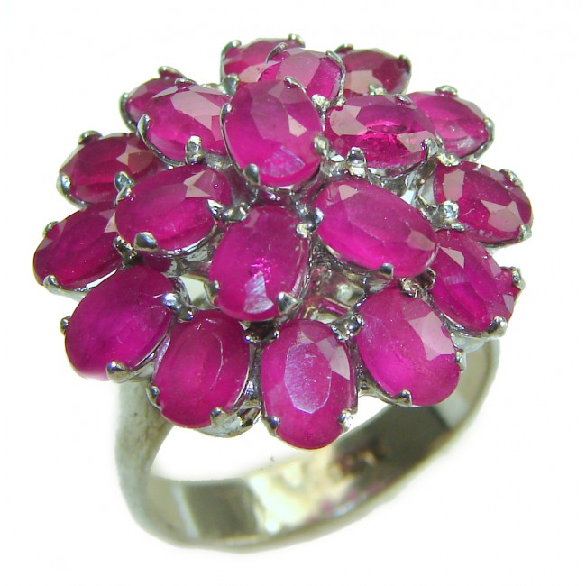 Bright Treasure 14.8 carat Ruby .925 Sterling Silver handmade Ring size 8 1/4