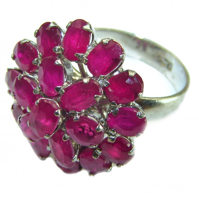 Bright Treasure 14.8 carat Ruby .925 Sterling Silver handmade Ring size 8 1/4