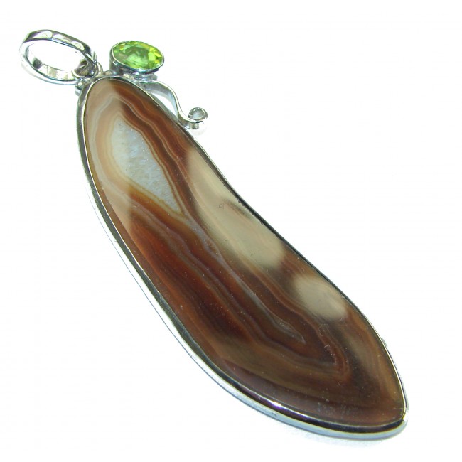 Amazing genuine Botswana Agate .925 Sterling Silver handmade Pendant