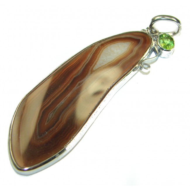 Amazing genuine Botswana Agate .925 Sterling Silver handmade Pendant