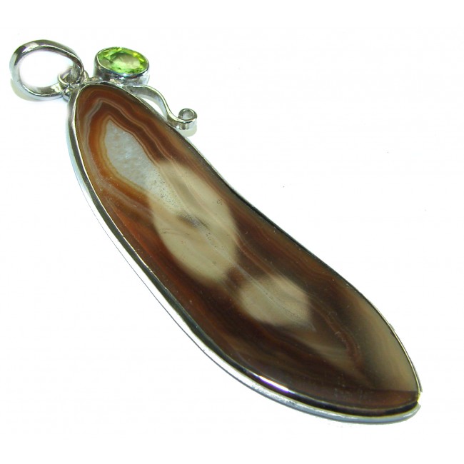 Amazing genuine Botswana Agate .925 Sterling Silver handmade Pendant