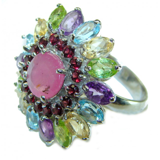 Mystery Red Ruby .925 Sterling Silver handcrafted Ring size 9 1/4