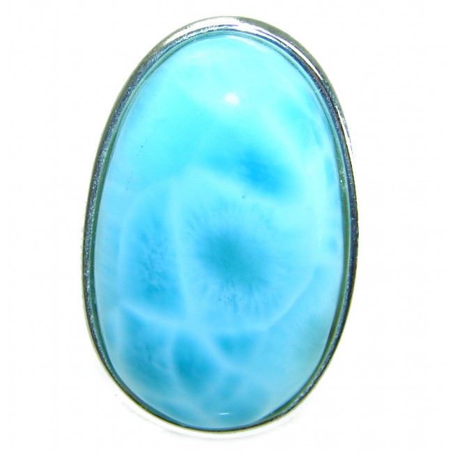 Precious Blue Larimar .925 Sterling Silver handmade ring size 7