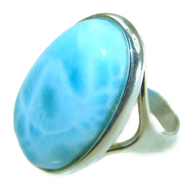 Precious Blue Larimar .925 Sterling Silver handmade ring size 7