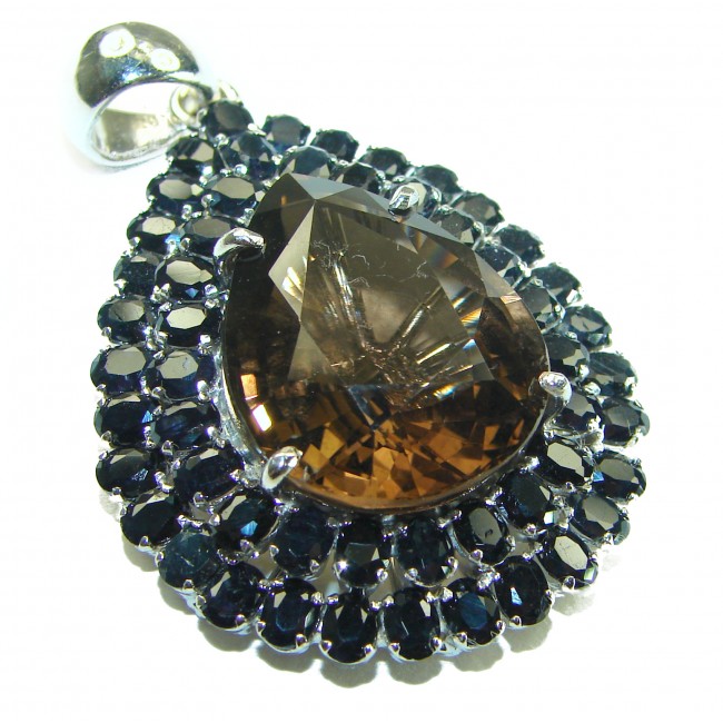 Luxurious Fancy Smoky Topaz Sapphire .925 Sterling Silver handmade Pendant