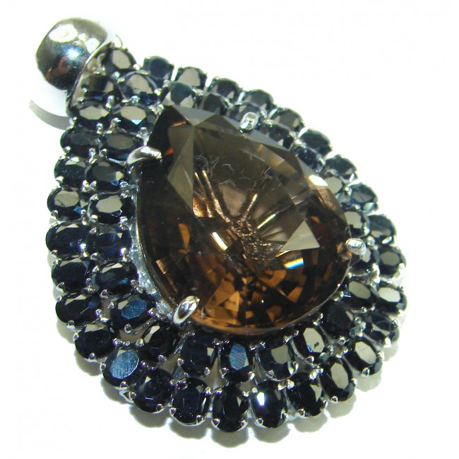 Luxurious Fancy Smoky Topaz Sapphire .925 Sterling Silver handmade Pendant