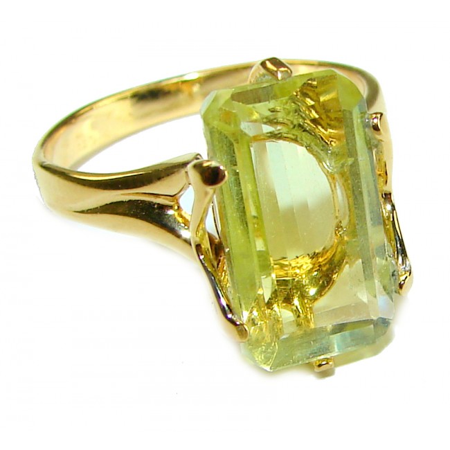 9.8 carat Genuine Lemon Quartz .925 Sterling Silver handcrafted ring size 9