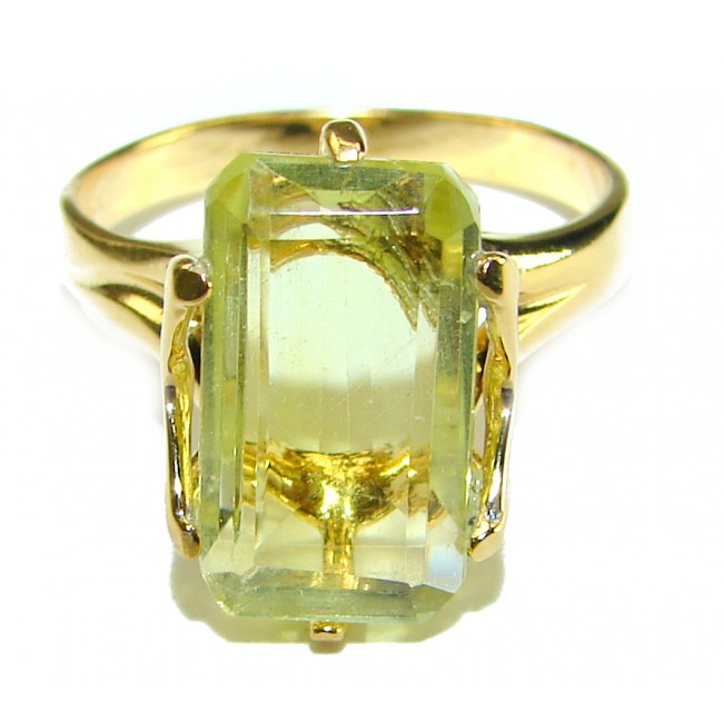 9.8 carat Genuine Lemon Quartz .925 Sterling Silver handcrafted ring size 9