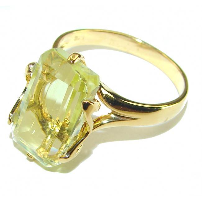 9.8 carat Genuine Lemon Quartz .925 Sterling Silver handcrafted ring size 9