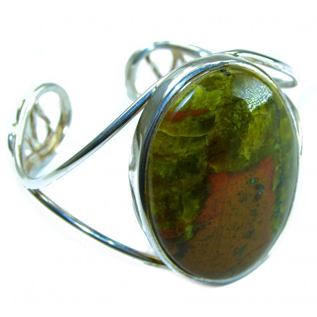 Best quality Large Rainforest Jasper .925 Sterling Silver handcrafted Statement Bracelet