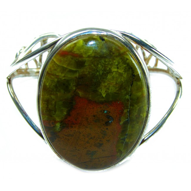 Best quality Large Rainforest Jasper .925 Sterling Silver handcrafted Statement Bracelet