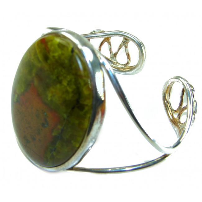 Best quality Large Rainforest Jasper .925 Sterling Silver handcrafted Statement Bracelet