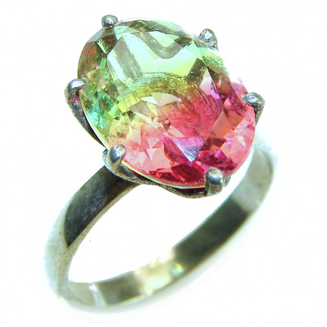 Brazilian Tourmaline .925 Sterling Silver Perfectly handcrafted Ring s. 6 1/4