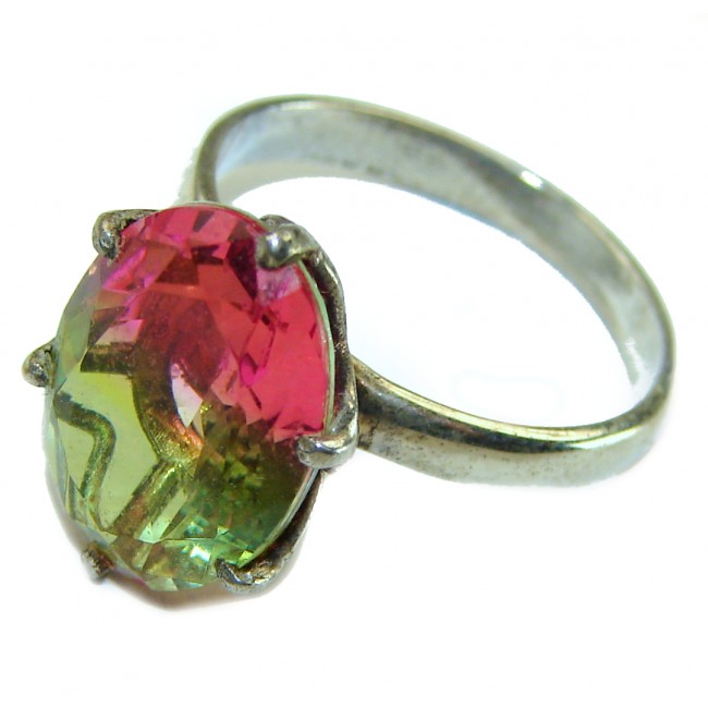 Brazilian Tourmaline .925 Sterling Silver Perfectly handcrafted Ring s. 6 1/4