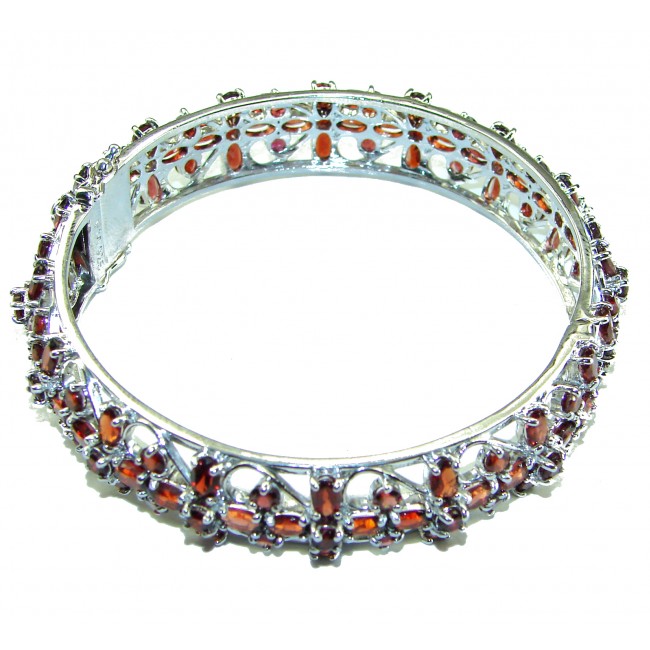 Sublime Brilliance Authentic Garnet .925 Sterling Silver Bangle bracelet