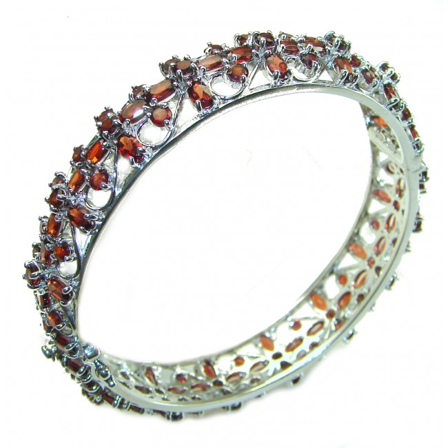 Sublime Brilliance Authentic Garnet .925 Sterling Silver Bangle bracelet