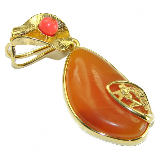 Incredible quality authentic butterscotch Baltic Amber 14k Gold over .925 Sterling Silver handcrafted pendant