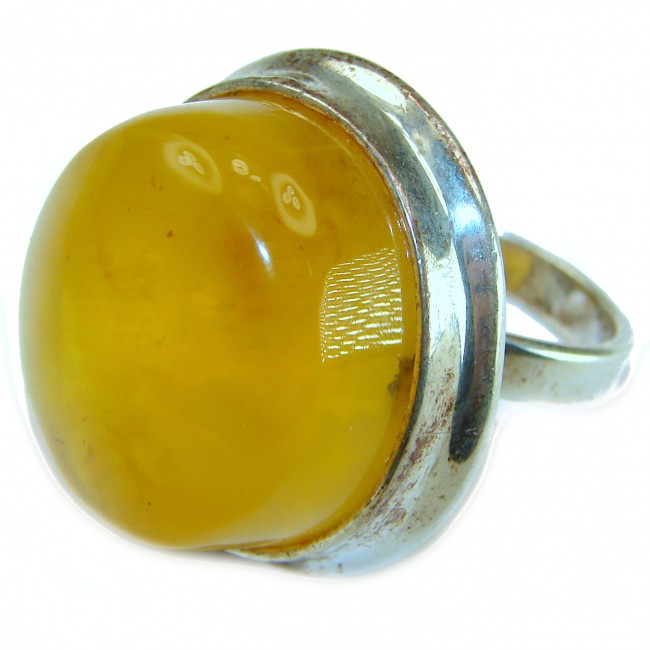 Modern Concept Natural Butterscotch Baltic Amber .925 Sterling Silver ring s. 8