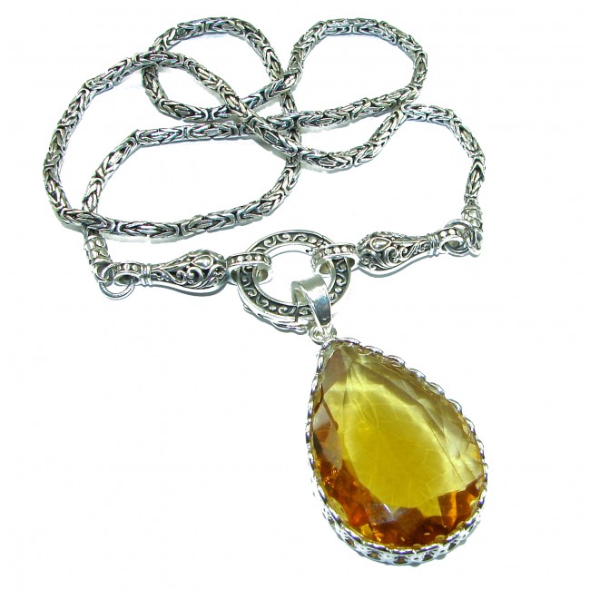 Outstanding Lemon Quartz .925 Sterling Silver handcrafted Statement necklace