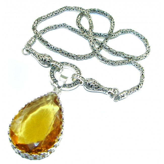 Outstanding Lemon Quartz .925 Sterling Silver handcrafted Statement necklace