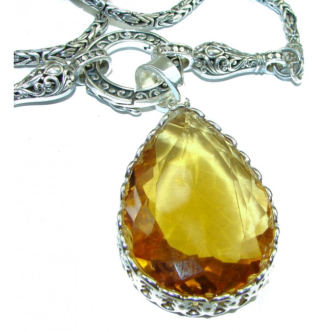 Outstanding Lemon Quartz .925 Sterling Silver handcrafted Statement necklace