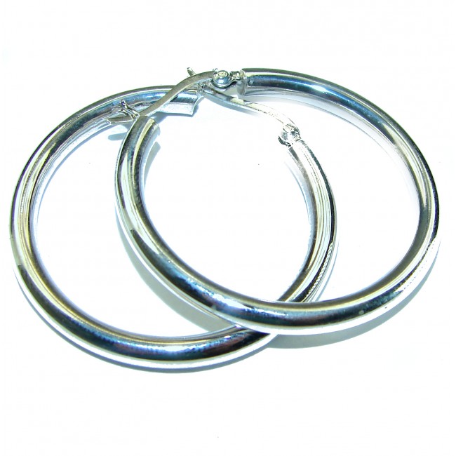 Huge 1.5 inches long .925 Sterling Silver handmade Bali made Hoop Earrings