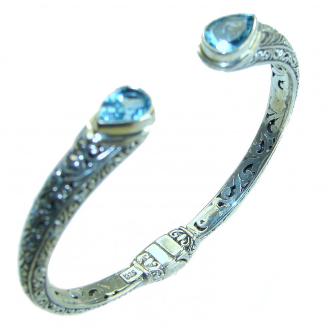 Enchanted Beauty Swiss Blue Topaz .925 Sterling Silver Bracelet / Cuff