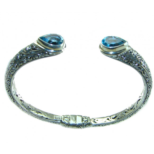 Enchanted Beauty Swiss Blue Topaz .925 Sterling Silver Bracelet / Cuff